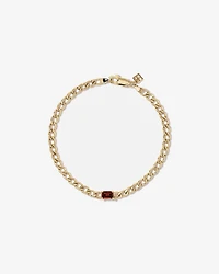 Garnet Curb Link Bracelet in 10kt Yellow Gold