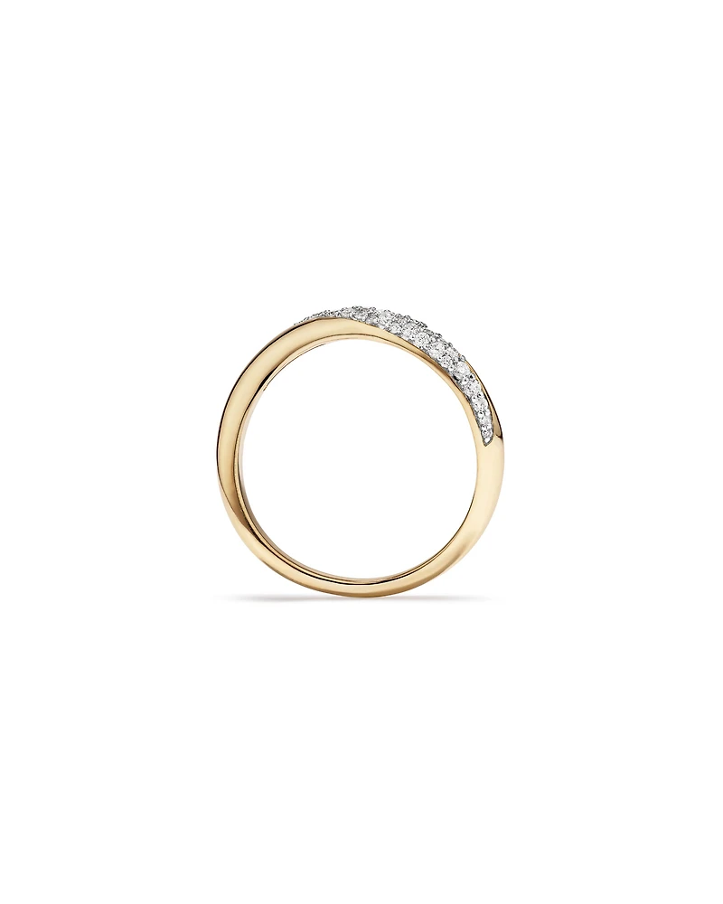 Carat TW Diamond Stardust Wave Ring 10kt Yellow Gold