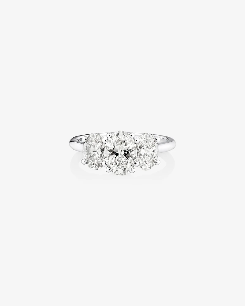 2 Carat Three Stone Oval Laboratory-Grown Diamond Engagement Ring 14kt White Gold