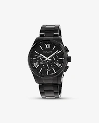 Montre chronographe en acier inoxydable noir pour homme