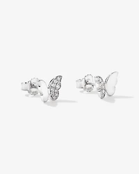 Butterfly Stud Earrings with Cubic Zirconia in Sterling Silver