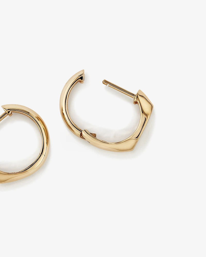 Diamond Star Accent Signet Huggie Hoop Earrings in 10kt Yellow Gold