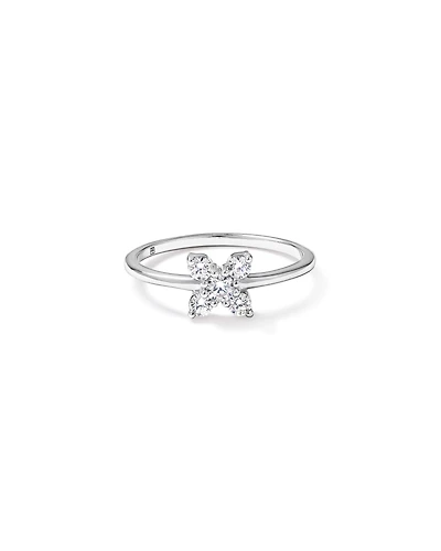 Cubic Zirconia Floral Ring Sterling Silver
