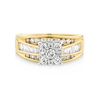 Engagement Ring with 1.00 Carat TW of Diamonds in 14kt White and Yellow Gold