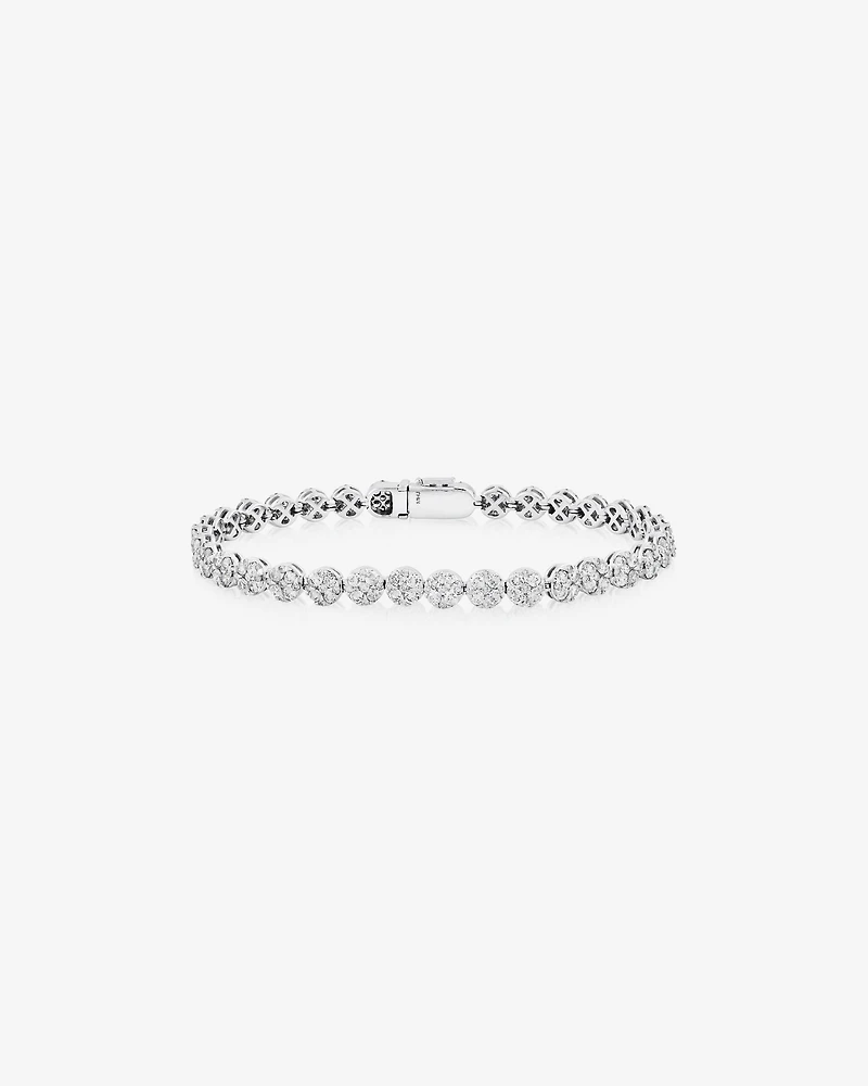 5.02 Carat TW 9 Stone Cluster Diamond Tennis Bracelet in 14kt White Gold