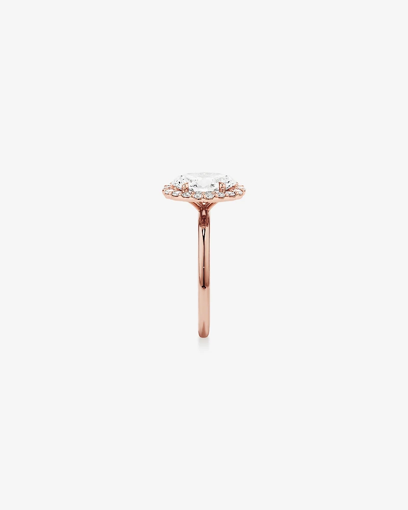 2.34 Carat TW Oval Cut Laboratory-Grown Diamond Halo Engagement Ring in 14kt Rose Gold