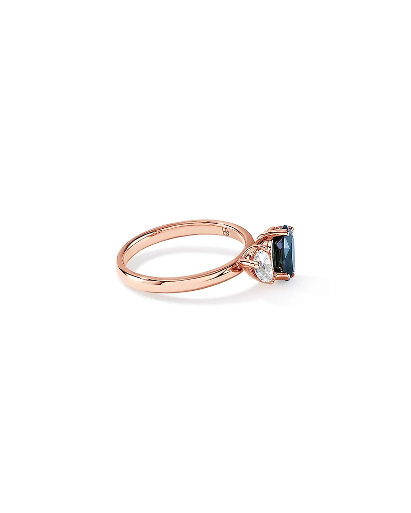 Australian Parti Sapphire & 0.30 Carat TW Diamond Toi Et Moi Ring 10kt RoseGold