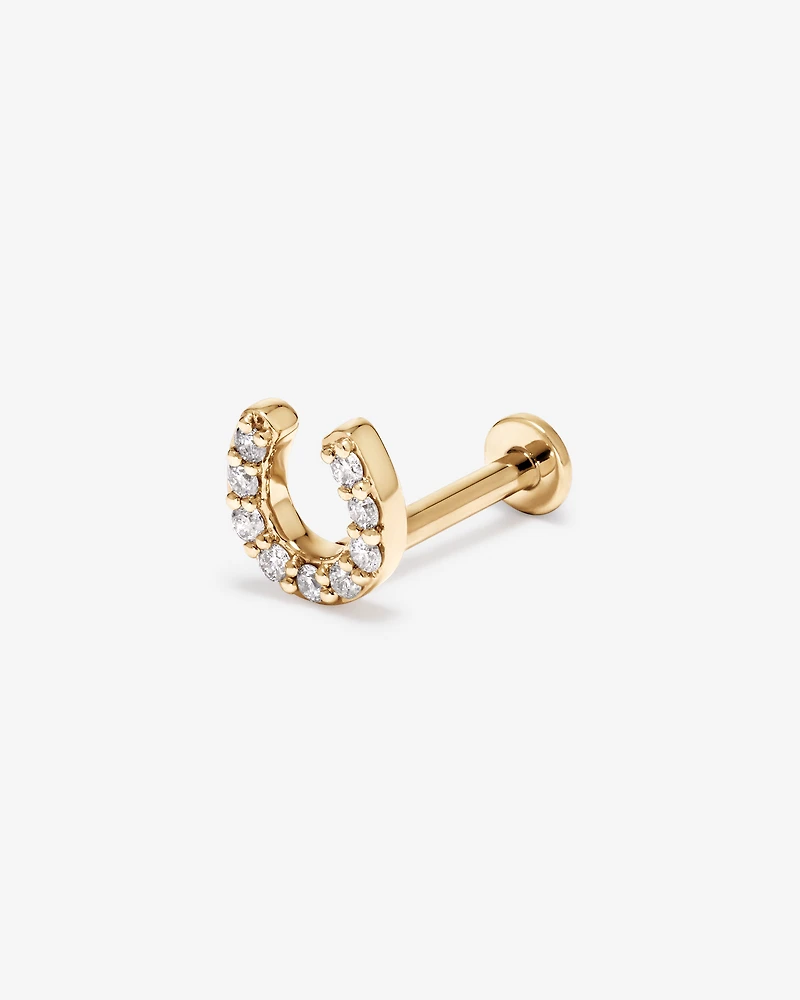 Horseshoe Helix Single Stud Earring with 0.04 Carat TW of Laboratory-Grown Diamonds in 10kt Gold