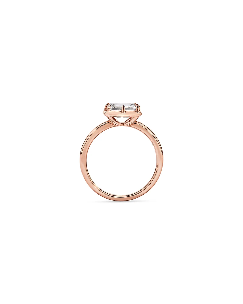 1.50TW Emerald Cut Laboratory-Grown Diamond Solitaire Ring 14kt Rose Gold