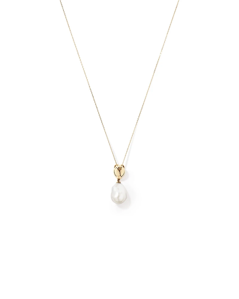 Baroque Cultured Freshwater Pearl Drop Necklace in 10kt Yellow Gold