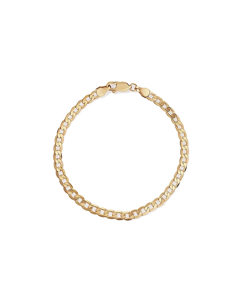 19cm (22") 4mm-4.5mm Width Curb Bracelet in 10kt Yellow Gold