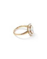 Bague ovale TW de 2,68 carats et halo en diamant cultivée par Marquise Laboratory, or blanc 14kt