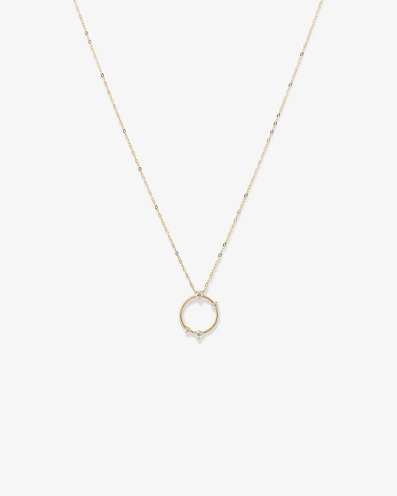 Diamond Studded Circle Necklace in 10kt Yellow Gold
