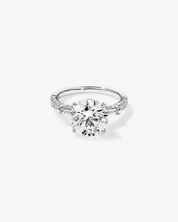4.59 Carat TW Round Brilliant & Baguette Laboratory-Grown Diamond Engagement Ring in 18kt White Gold