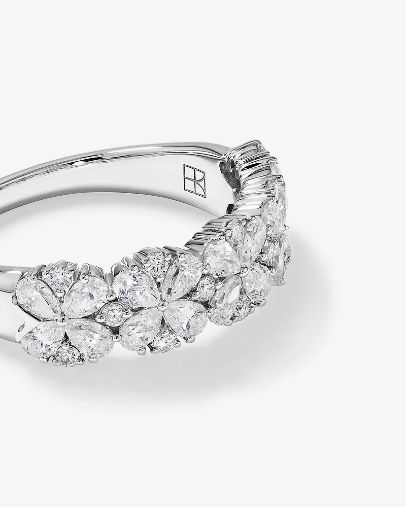 LAB. Pear and Round Brilliant Ring with 1.05 Carat TW of Laboratory-Grown Diamonds in 10kt White Gold