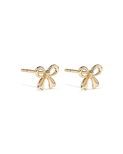 Cubic Zirconia Bow Stud Earrings in 10kt Yellow Gold