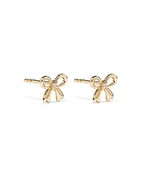 Cubic Zirconia Bow Stud Earrings in 10kt Yellow Gold