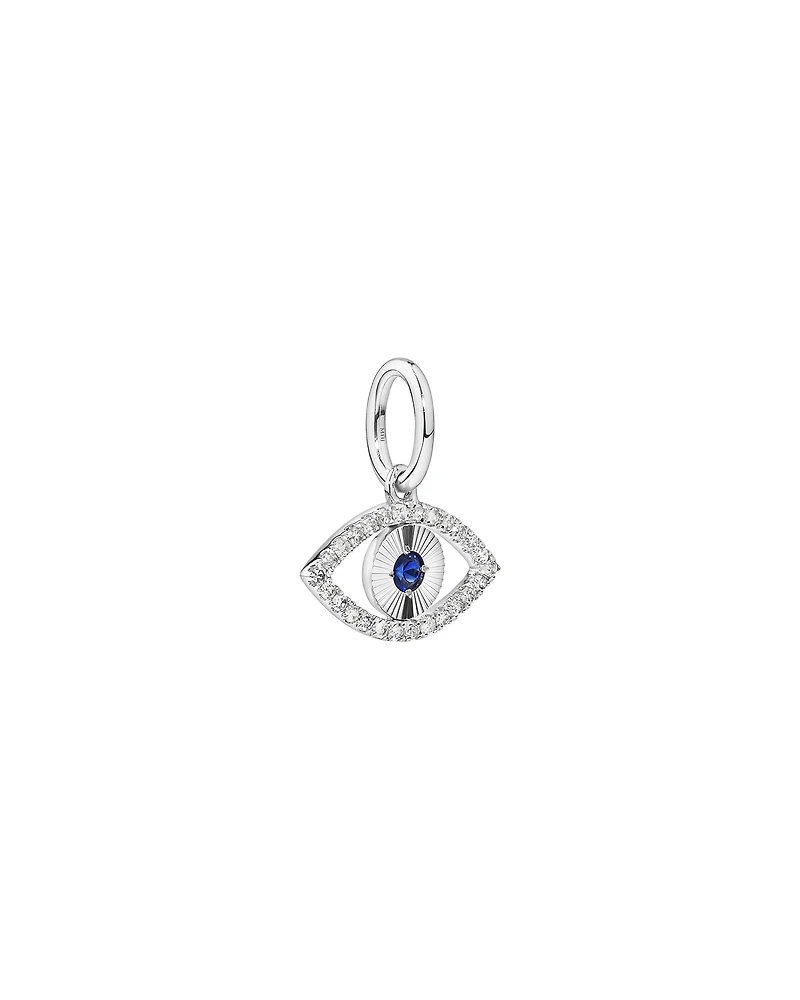 Pendentif mauvais œil diamant et saphir en or blanc 10 carats