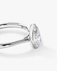 1.25 Carat TW Pear Cut Laboratory-Grown Diamond Solitaire Bezel Set Engagement Ring in 14kt White Gold