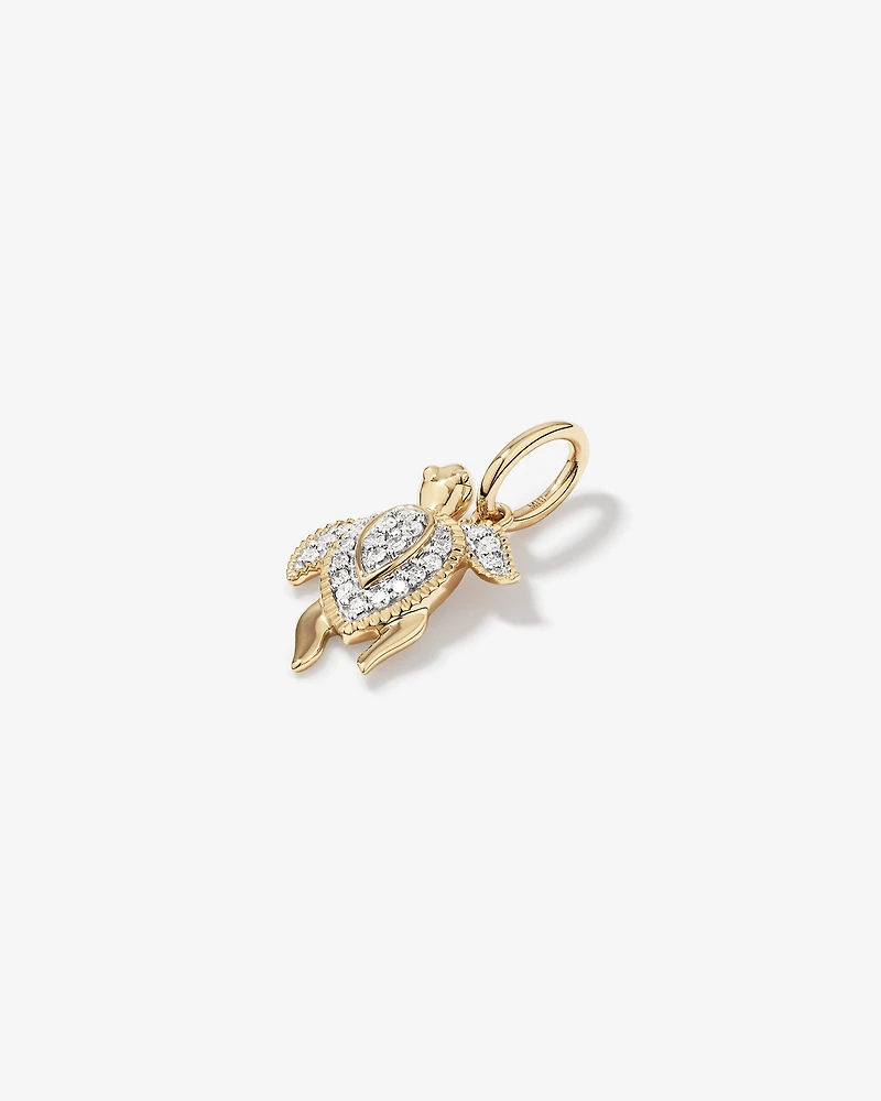 Diamond Turtle Pendant in 10kt Yellow Gold