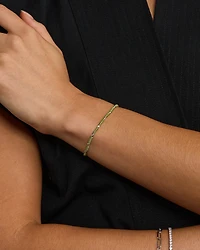 Pistachio Green Cord Bead Bracelet in Sterling Silver