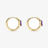 Boucles d'oreilles anneaux Améthyste serties clos en or jaune 10 ct
