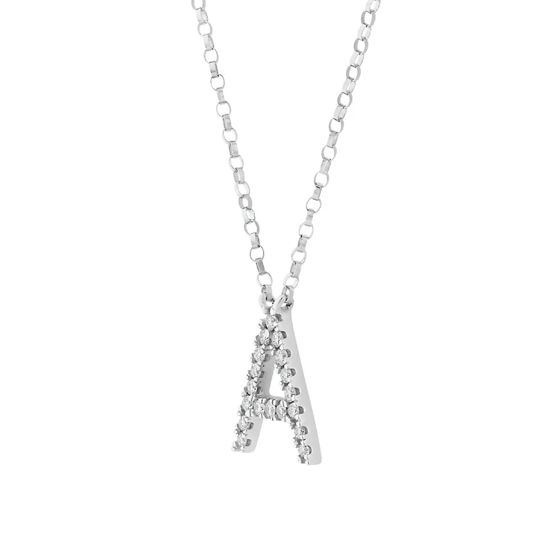 A' Initial necklace with 0.10 Carat TW of Diamonds in 10kt White Gold