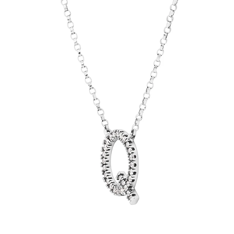 Q Initial Necklace with 0.10 Carat TW of Diamonds in 10kt White Gold