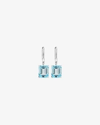 Emerald Cut Sky Blue Topaz Drop Earrings in Sterling Silver