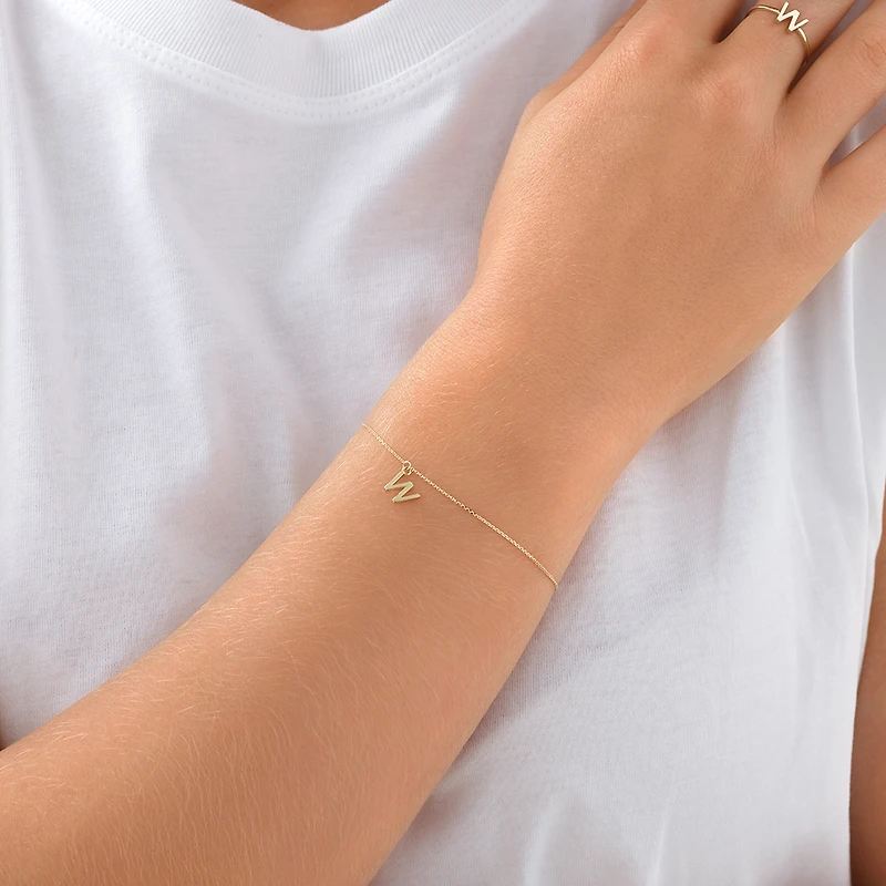 19cm (7.5") W Initial Bracelet in 10kt Yellow Gold