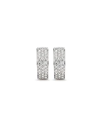 Reversible Huggie Earrings With Cubic Zirconia In Sterling Silver