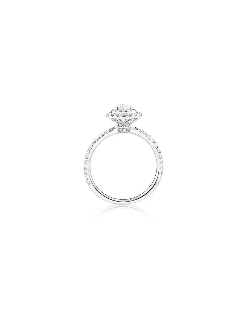 Double Halo Ring with 0.71 Carat TW of Diamonds in 18kt White Gold