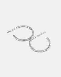 0.15 Carat TW Fine Diamond Hoop Earrings 10kt White Gold