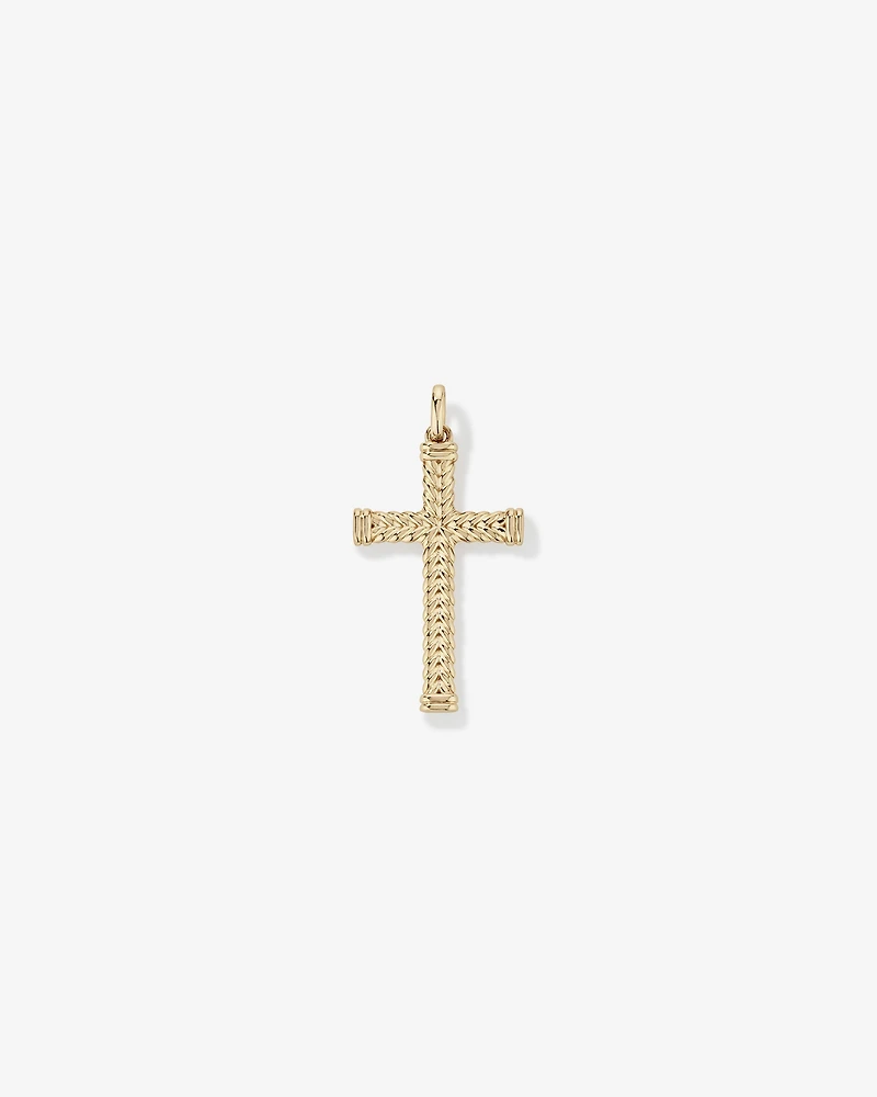 Textured Cross Pendant in 10kt Yellow Gold