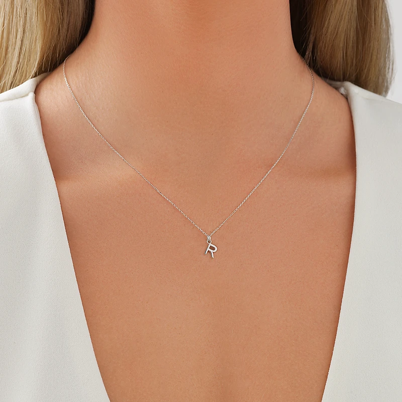 "R" Initial Pendant in Sterling Silver