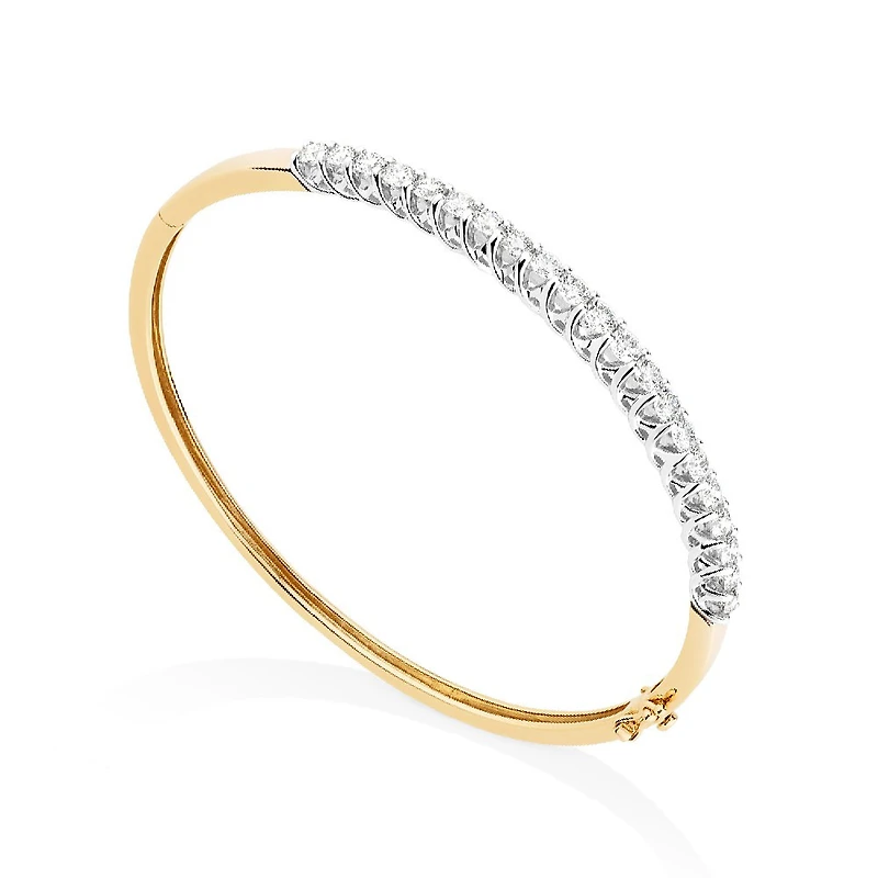 Hinged Bangle with 2 Carat TW of Diamonds 14kt Yellow & White Gold