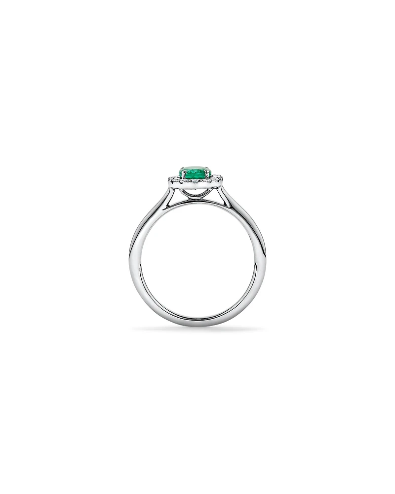 0.25 Carat TW Oval Emerald and Diamond Ring in Recycled Platinum