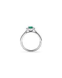 0.25 Carat TW Oval Emerald and Diamond Ring in Recycled Platinum