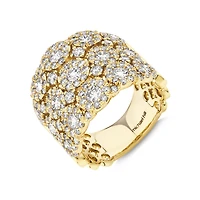 Bague à bulles à 3 rangs en or jaune 14 K avec diamants totalisant 3 ct