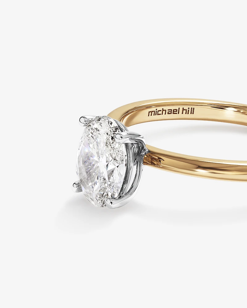 Bague de Fiançailles Solitaire en Diamant Taille Ovale 1,00 Carat TW en Or Blanc et Jaune 14 kt