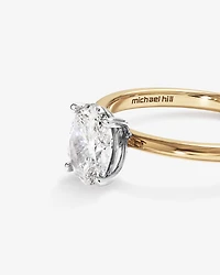 Bague de Fiançailles Solitaire en Diamant Taille Ovale 1,00 Carat TW en Or Blanc et Jaune 14 kt