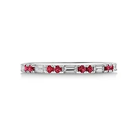 Ruby & Diamond Dot Dash Ring with 0.16 Carat TW in 10kt White Gold