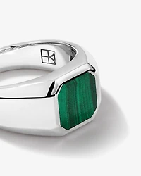 Malachite Square Signet Ring in Sterling Silver