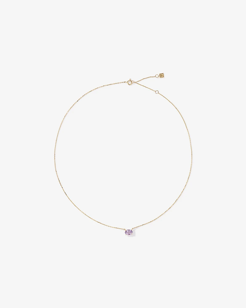 Oval East-West Rose Amethyst Necklace in 10kt Yellow Gold