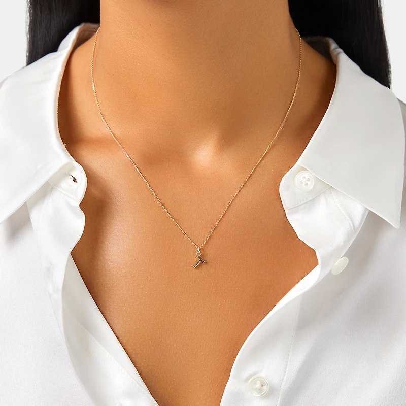 T Initial Pendant in 10kt Yellow Gold