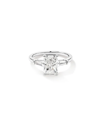 Bague de fiançailles en or blanc 14 carats, diamants laboratoire 2,25 taille baguette et radiante