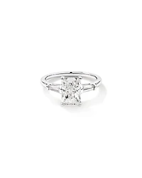Bague de fiançailles en or blanc 14 carats, diamants laboratoire 2,25 taille baguette et radiante