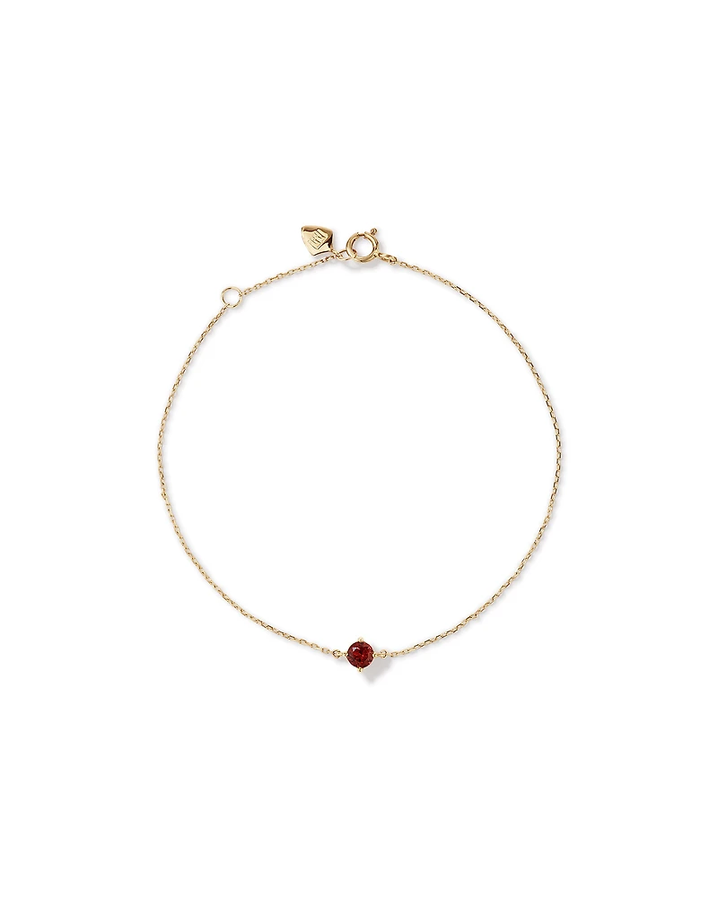 Bracelet de 19 cm en or jaune 10 K avec grenat