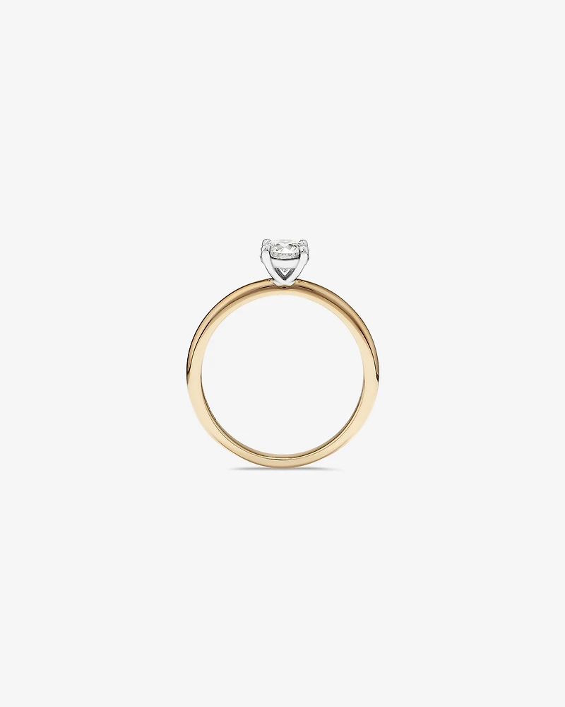Bague de Fiançailles Solitaire en Diamant Rond Brillant 0,50 Carat TW Or Jaune et Blanc 14 kt