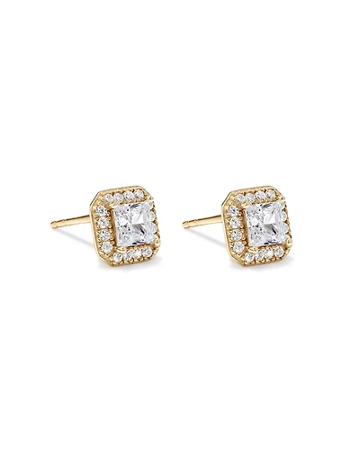 Halo Stud Earring in 18kt Vermeil with Cubic Zirconia